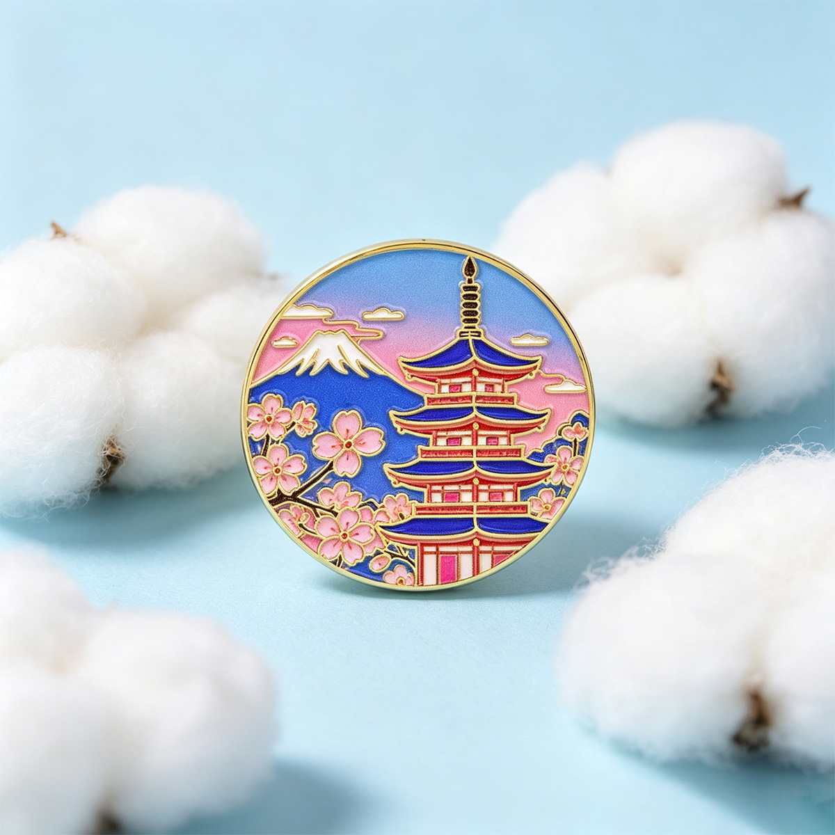 Travel Accessories Jewelry - 일본 벚꽃 에나멜 핀, 빈티지 라펠