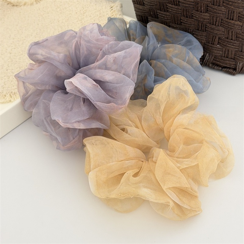 Travel Accessories Aesthetic - 1Pc 헤어 스크런치 오버사이즈 오간자 타이다이