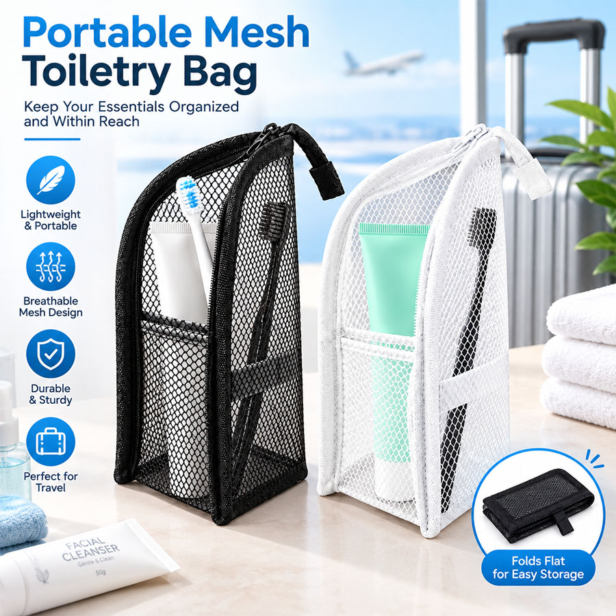 Travel Accessories Organizer Bag - 휴대용 메시 소재의 여행용 세면도구 가방